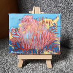 abstract small painting on tiny easel